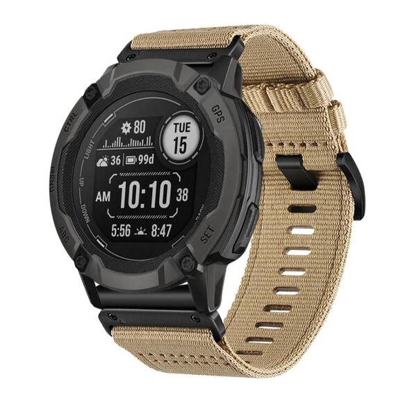Per cinturino da orologio Garmin Instinct 2X in nylon e tela a sgancio rapido da 26 mm (cachi)