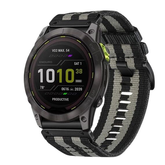 Per cinturino da orologio Garmin Enduro 2 / Enduro Nylon Canvas Quick Release 26mm (nero grigio)