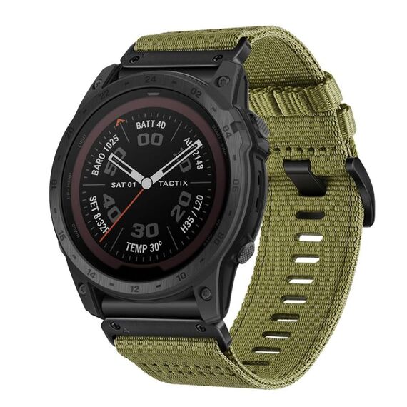 Per Garmin Tactix 7 / Tactix DELTA Nylon Canvas Quick Release Cinturino per orologio da 26 mm (verde militare)