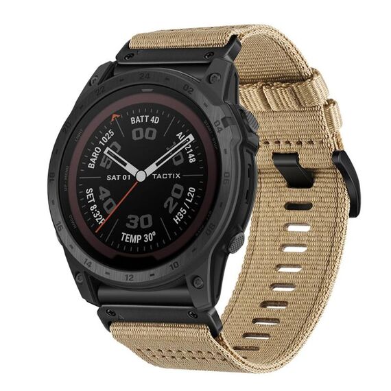 Per cinturino da orologio Garmin Tactix 7 / Tactix DELTA in nylon e tela a sgancio rapido da 26 mm (cachi)