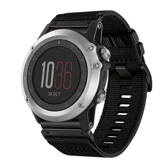 Per Garmin Fenix ​​3 / Fenix ​​3 HR Nylon Canvas Quick Release Cinturino da 26 mm (Nero)