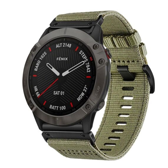 Per Garmin Fenix ​​6X / 6X Pro Nylon Canvas Quick Release 26mm Cinturino per orologio (verde oliva)