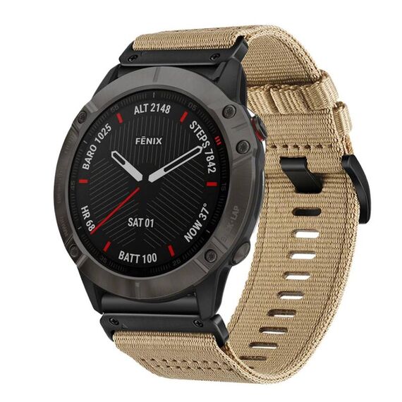 Per Garmin Fenix ​​6X / 6X Pro Nylon Canvas Quick Release Cinturino da 26 mm (cachi)