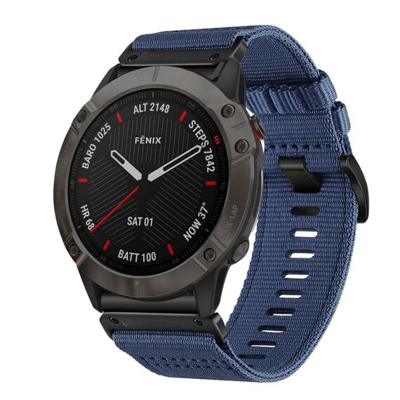 Per Garmin Fenix ​​6X / 6X Pro Nylon Canvas Quick Release 26mm Cinturino per orologio (blu)