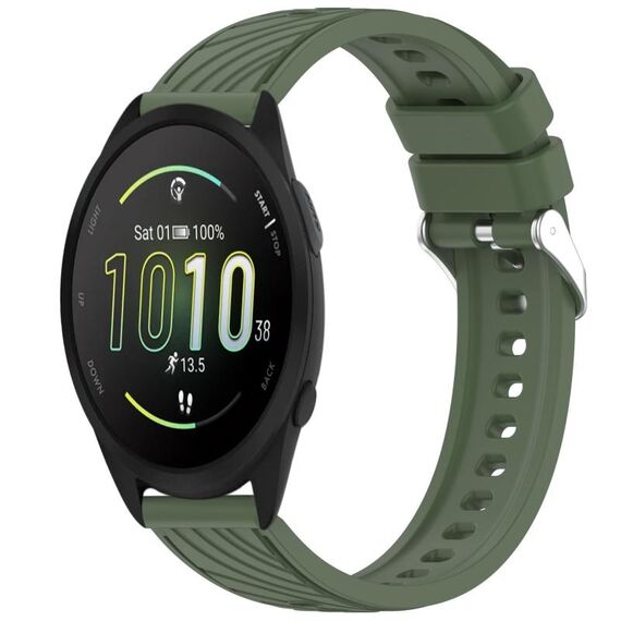 Per Garmin Forerunner 165 cinturino in silicone con texture a strisce da 20 mm (verde scuro)