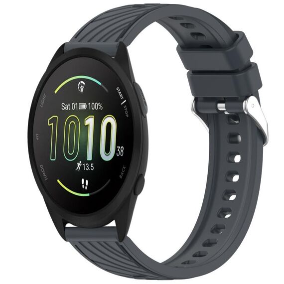 Per Garmin Forerunner 165 cinturino in silicone con texture a strisce da 20 mm (grigio scuro)