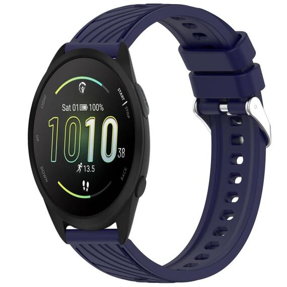 Per Garmin Forerunner 165 cinturino in silicone con texture a strisce da 20 mm (blu notte)