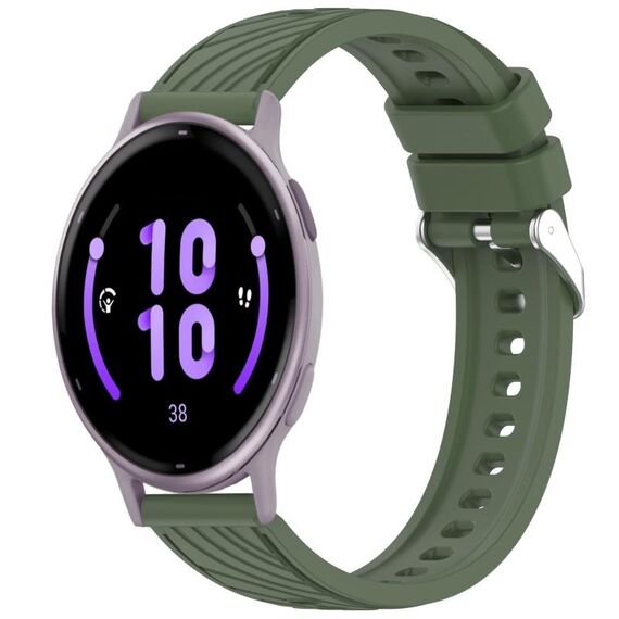 Per Garmin Active 5 cinturino in silicone con texture a strisce da 20 mm (verde scuro)