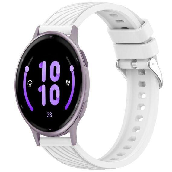 Per Garmin Active 5 Cinturino in silicone con texture a strisce da 20 mm (bianco)