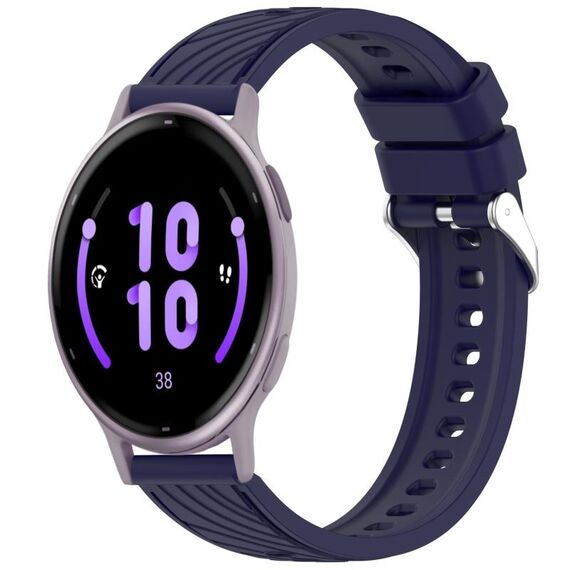 Per Garmin Active 5 cinturino in silicone con texture a strisce da 20 mm (blu notte)