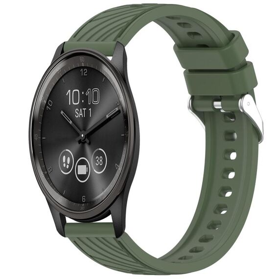 Per Garmin VivoMove Trend Stripe Texture cinturino in silicone da 20 mm (verde scuro)