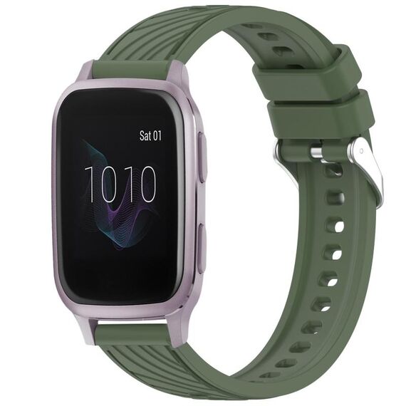 Per cinturino in silicone con texture a strisce Garmin Venu SQ da 20 mm (verde scuro)