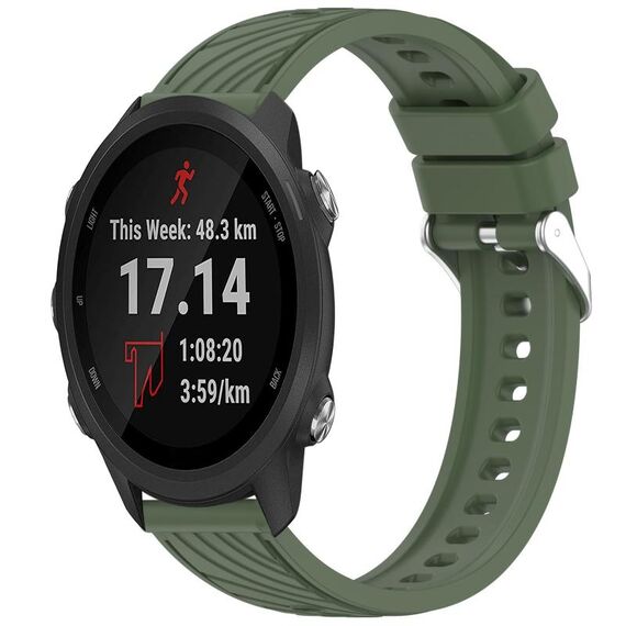 Per Garmin Forerunner 245 / 245 Music Stripe Texture Silicone Watch Band 20mm (Verde scuro)