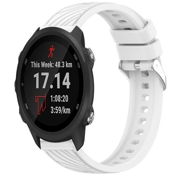 Per Garmin Forerunner 245 / 245 Music Stripe Texture Silicone Watch Band 20mm (Bianco)