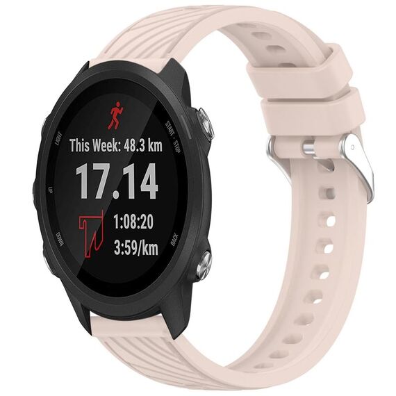 Per Garmin Forerunner 245 / 245 Music Stripe Texture Silicone Watch Band 20mm (Rosa)