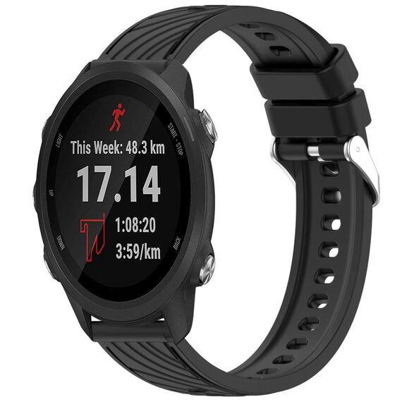 Per Garmin Forerunner 245 / 245 Music Stripe Texture Silicone Cinturino da 20 mm (Nero)