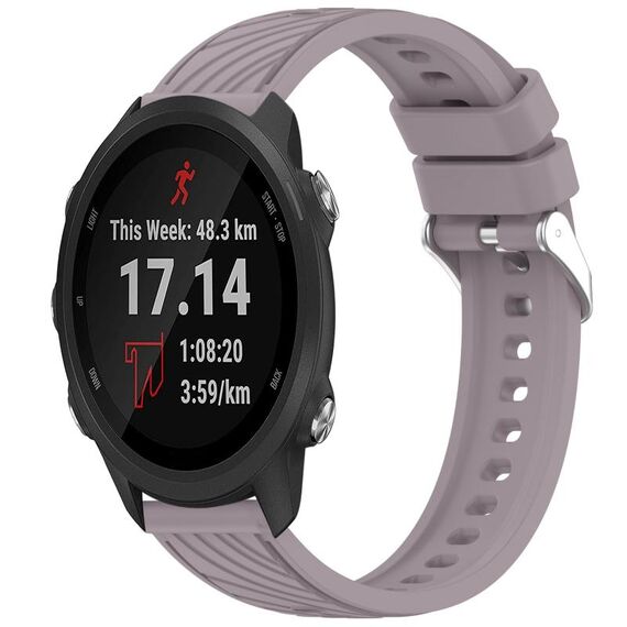 Per Garmin Forerunner 245 / 245 Music Stripe Texture Silicone Watch Band 20mm (Roland Purple)