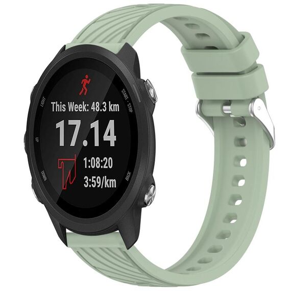 Per Garmin Forerunner 245 / 245 Music Stripe Texture Silicone Watch Band 20mm (verde chiaro)