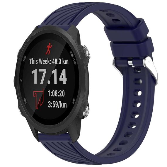 Per Garmin Forerunner 245 / 245 Music Stripe Texture Silicone Watch Band 20mm (Blu notte)