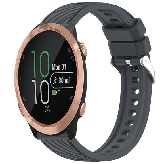 Per Garmin Forerunner 645 / 645 Music Stripe Texture Silicone Watch Band 20mm (grigio scuro)