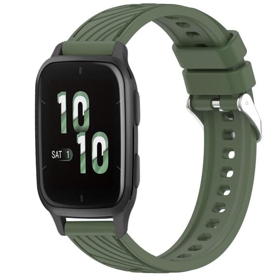 Per Garmin Forerunner Sq2 / Sq2 Music Stripe Texture Silicone Watch Band 20mm (Verde scuro)