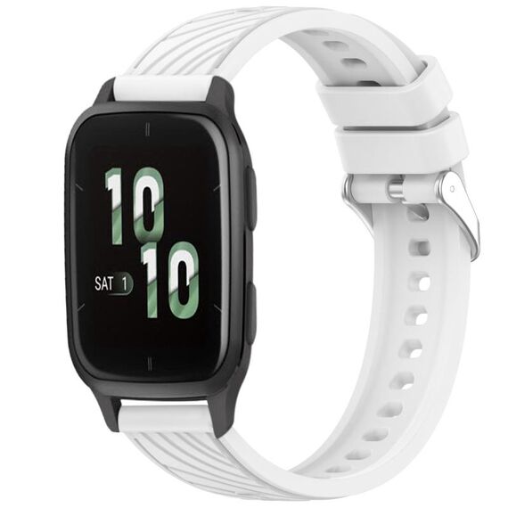 Per Garmin Forerunner Sq2 / Sq2 Music Stripe Texture Silicone 20mm Watch Band (Bianco)