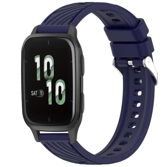 Per Garmin Forerunner Sq2 / Sq2 Music Stripe Texture Silicone Watch Band 20mm (Blu notte)