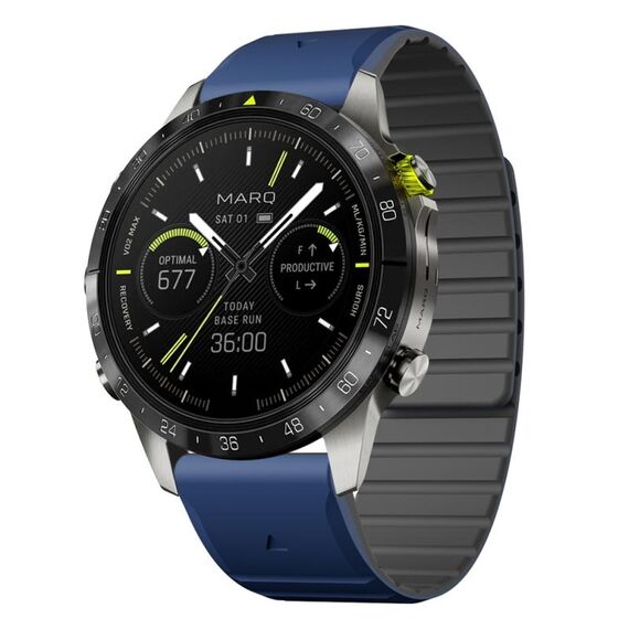 Per Garmin MARQ Gen 2 Dual Color Magnetic Quick Release 22mm Cinturino in silicone per orologio (blu scuro+nero)