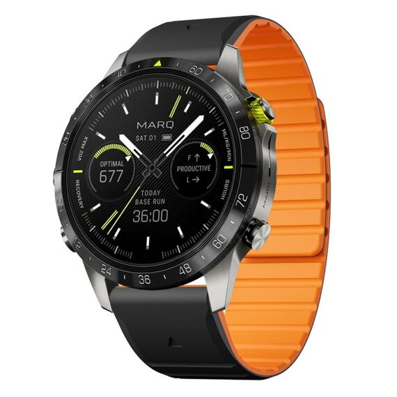 Per Garmin MARQ Gen 2 Dual Color Magnetic Quick Release 22mm Cinturino in silicone (nero+arancione)