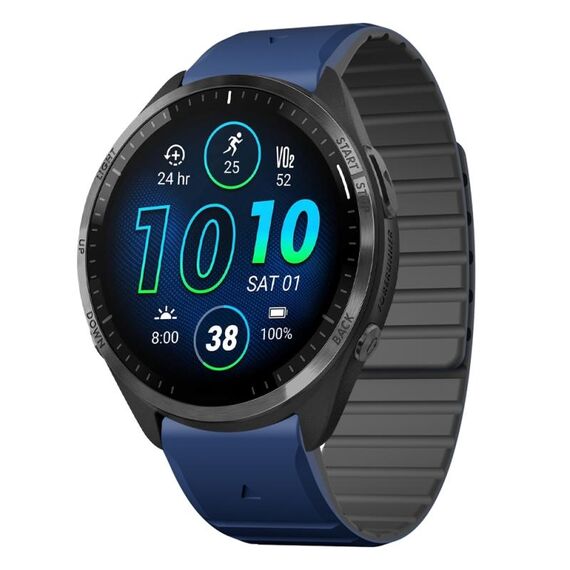 Per Garmin Forerunner 965 / 955 / 945 cinturino in silicone magnetico a sgancio rapido bicolore da 22 mm (blu scuro + nero)