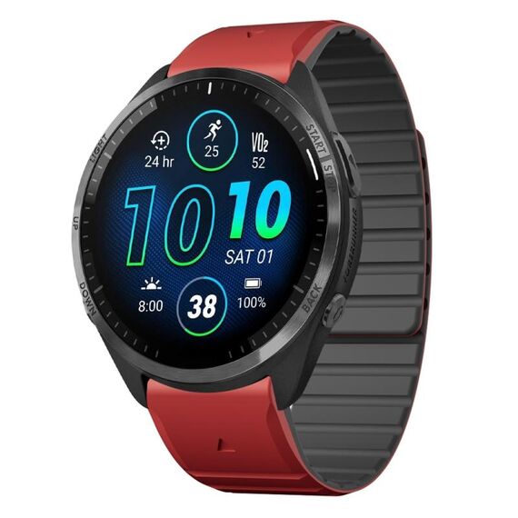 Per Garmin Forerunner 965 / 955 / 945 cinturino in silicone magnetico a sgancio rapido bicolore da 22 mm (rosso + nero)