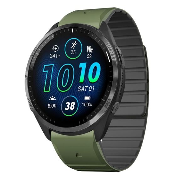 Per Garmin Forerunner 965 / 955 / 945 cinturino in silicone magnetico a sgancio rapido bicolore da 22 mm (verde + nero)