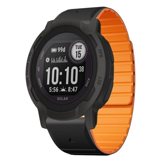 Per Garmin Instinct 2 / Instinct Dual Color Magnetic Quick Release 22mm Cinturino in silicone (nero+arancione)