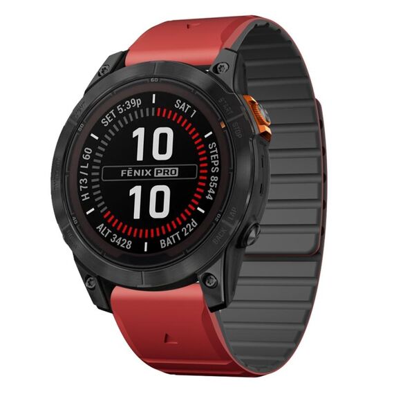 Per Garmin Fenix ​​7 / Fenix ​​7 Pro cinturino in silicone magnetico a sgancio rapido da 22 mm bicolore (rosso+nero)