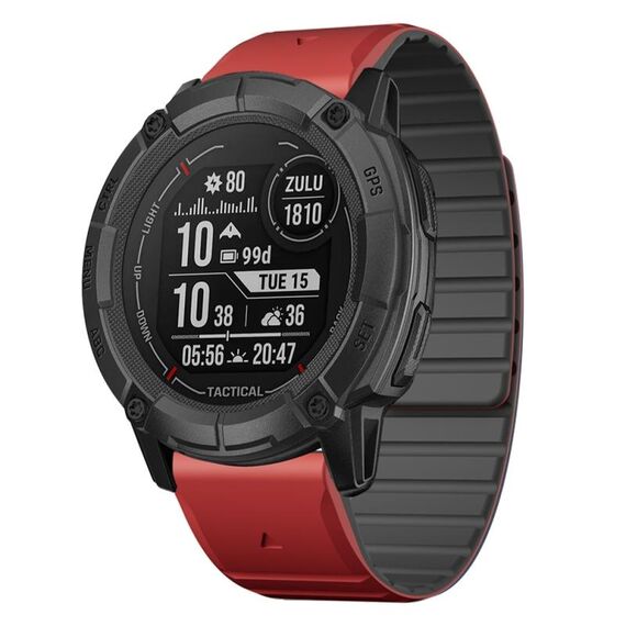 Per Garmin Instinct 2X cinturino in silicone magnetico a sgancio rapido da 26 mm bicolore (rosso+nero)