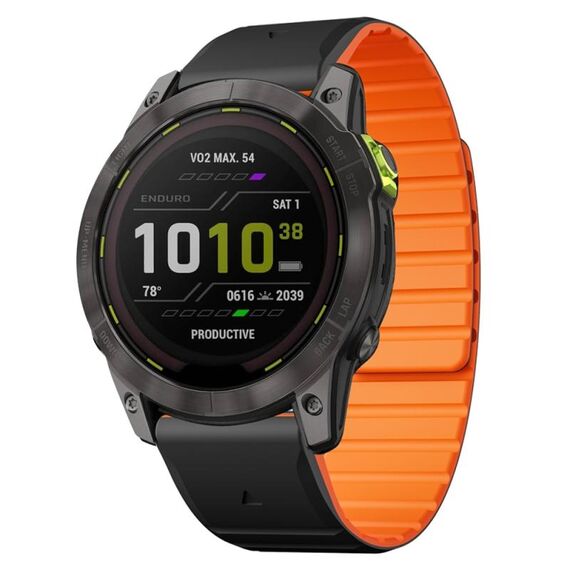 Per Garmin Enduro 2 / Enduro Dual Color Magnetic Quick Release 26mm Cinturino in silicone (nero+arancione)