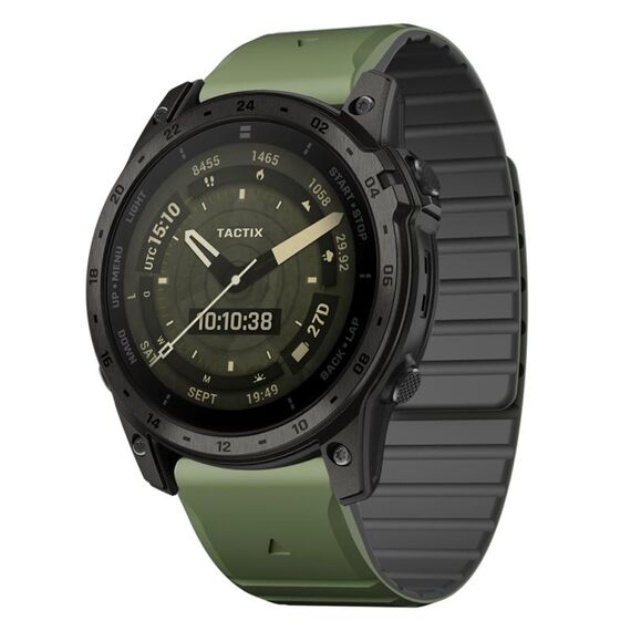 Per Garmin Tactix 7 / Tactix DELTA Dual Color Magnetic Quick Release 26mm Cinturino in silicone per orologio (verde+nero)