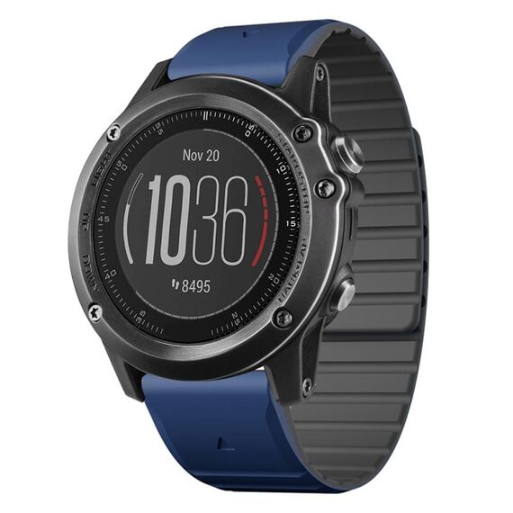 Per Garmin Fenix ​​3 / Fenix ​​3 HR cinturino in silicone magnetico a sgancio rapido da 26 mm bicolore (blu scuro + nero)