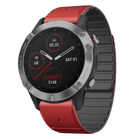 Per Garmin Fenix ​​5X / Fenix ​​5X Plus cinturino in silicone magnetico a sgancio rapido da 26 mm bicolore (rosso+nero)