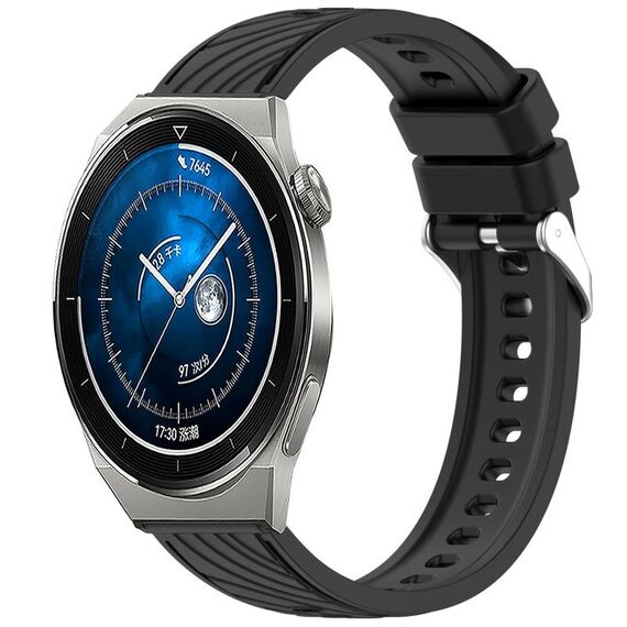Per Huawei Watch GT 3 Pro 43mm Cinturino in silicone con trama a strisce da 20mm (nero)