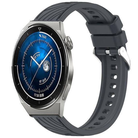 Per Huawei Watch GT 3 Pro 43mm Cinturino in silicone con trama a strisce da 20mm (grigio scuro)