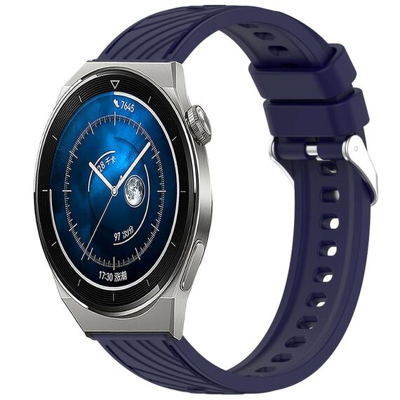 Per Huawei Watch GT 3 Pro 43mm Cinturino in silicone con trama a strisce da 20mm (blu notte)