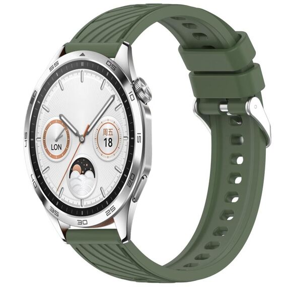 Per Huawei Watch GT 4 46mm Cinturino in silicone con trama a strisce da 22mm (verde scuro)