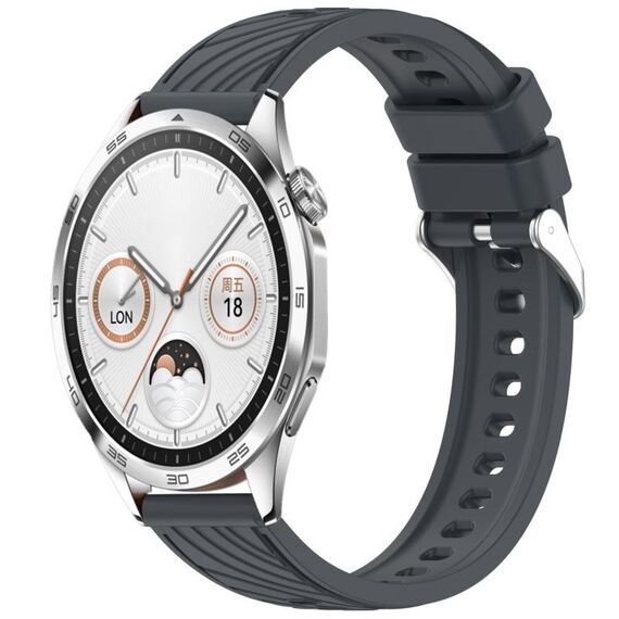 Per Huawei Watch GT 4 46mm Cinturino in silicone con trama a strisce da 22mm (grigio scuro)
