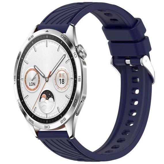 Per Huawei Watch GT 4 46mm Cinturino in silicone con trama a strisce da 22mm (blu notte)