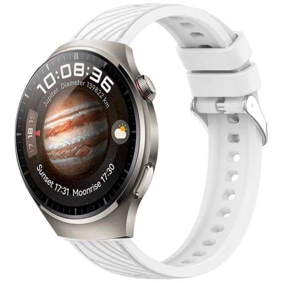 Per Huawei Watch 4 Cinturino in silicone con trama a strisce da 22 mm (bianco)