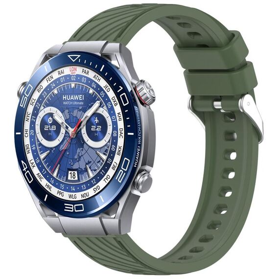 Per Huawei Watch Ultimate Stripe Texture cinturino in silicone da 22 mm (verde scuro)