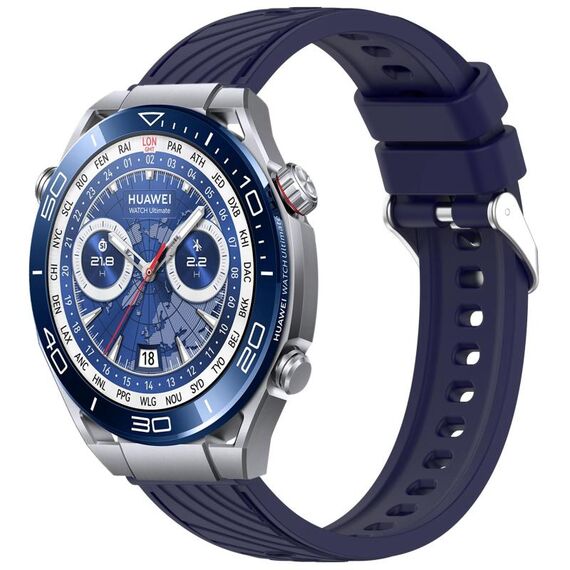 Per Huawei Watch Ultimate Stripe Texture cinturino in silicone da 22 mm (blu notte)