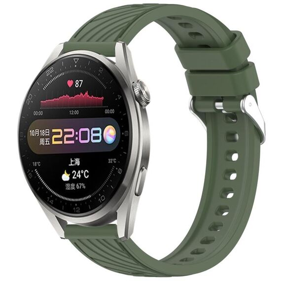 Per Huawei Watch 3 Pro Stripe Texture 22mm Cinturino in silicone (verde scuro)