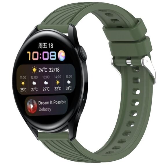 Per Huawei Watch 3 Cinturino in silicone con trama a strisce da 22 mm (verde scuro)